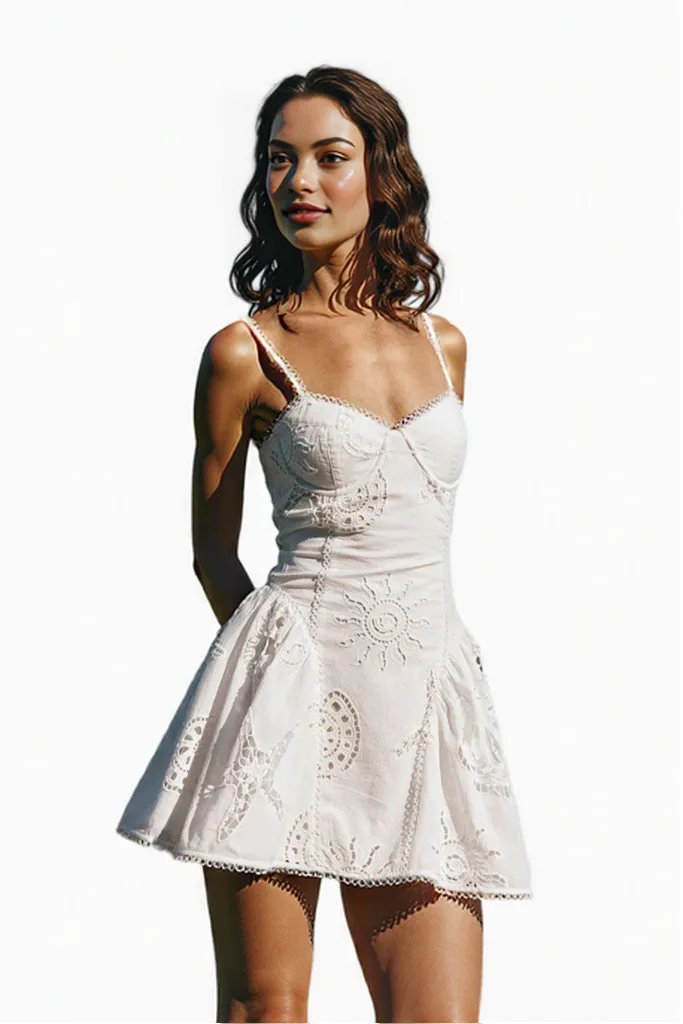 White Embroidered Mini Dress – pinksalt