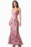 Pink Floral Corset Maxi Dress