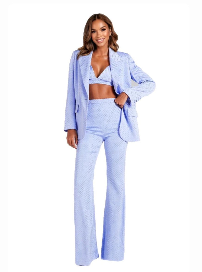 Lt. Blue Jacket and Pants Set With Silver Dots