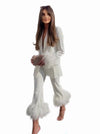 White Feather Jacket and Pants set