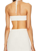 White Bandage Crop Top and Midi Skirt with Crystals