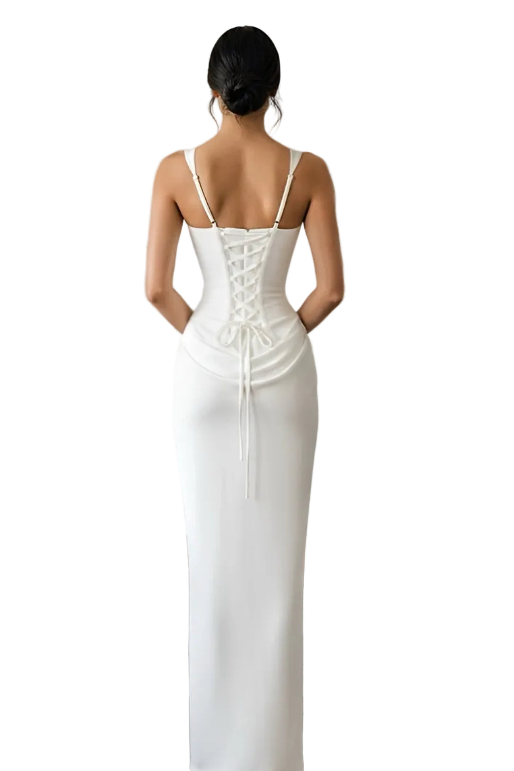 White Silky Ruched Maxi Dress product image