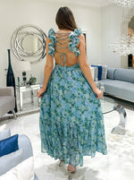 Blue/Green Print Maxi Dress