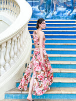 Red floral maxi dress