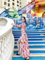 Red floral maxi dress