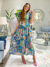 Multicolored Maxi Dress With Sleeves