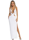 White Bandage Maxi Dress With Crystals