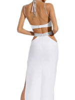 White Bandage Maxi Dress With Crystals