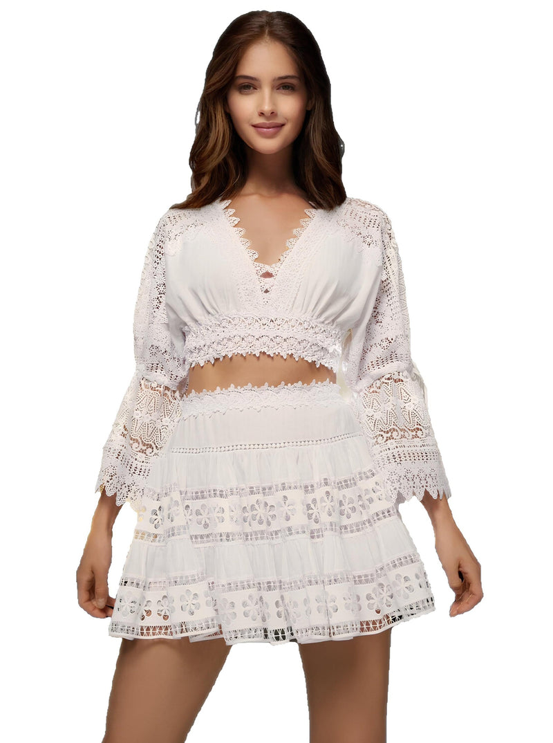 White Top and Skirt Set