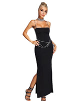 Black Bandage Maxi Dress With Chain