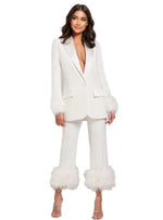 White Feather Jacket and Pants set