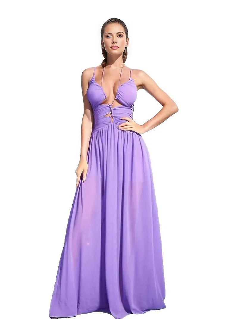 Purple Maxi Dress With Cut Out