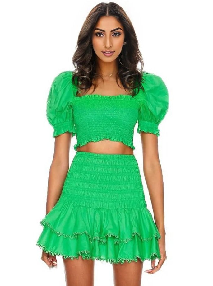 Green Top and Skirt Set