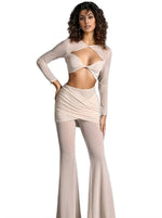 Ivory Mesh Crop Top & Skirt Pants