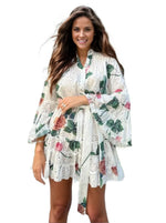 White & Green Floral Mini Dress