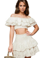 White Crop Top And Skirt