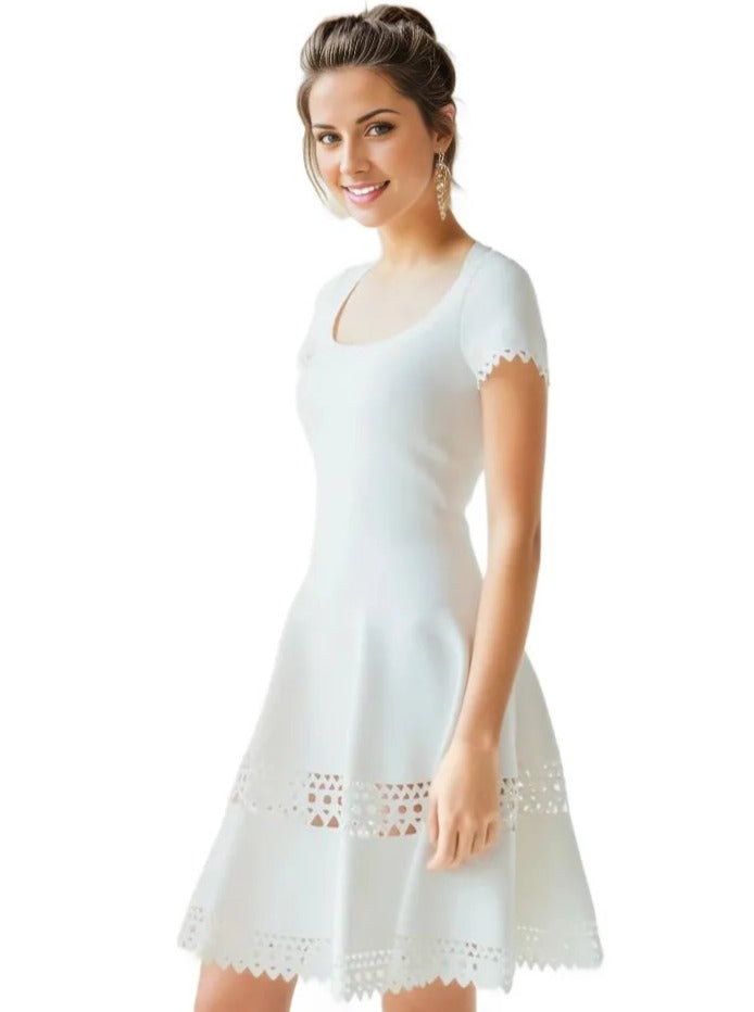 White Knit A-Line Mini Dress