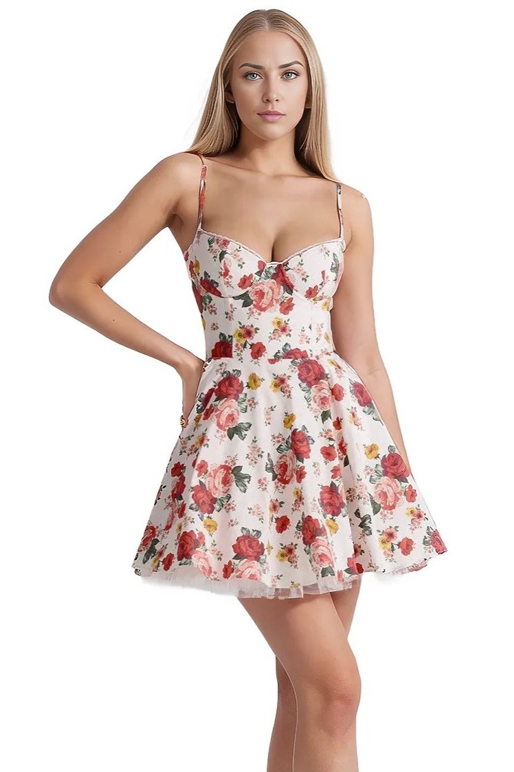 Red Floral Mini Dress