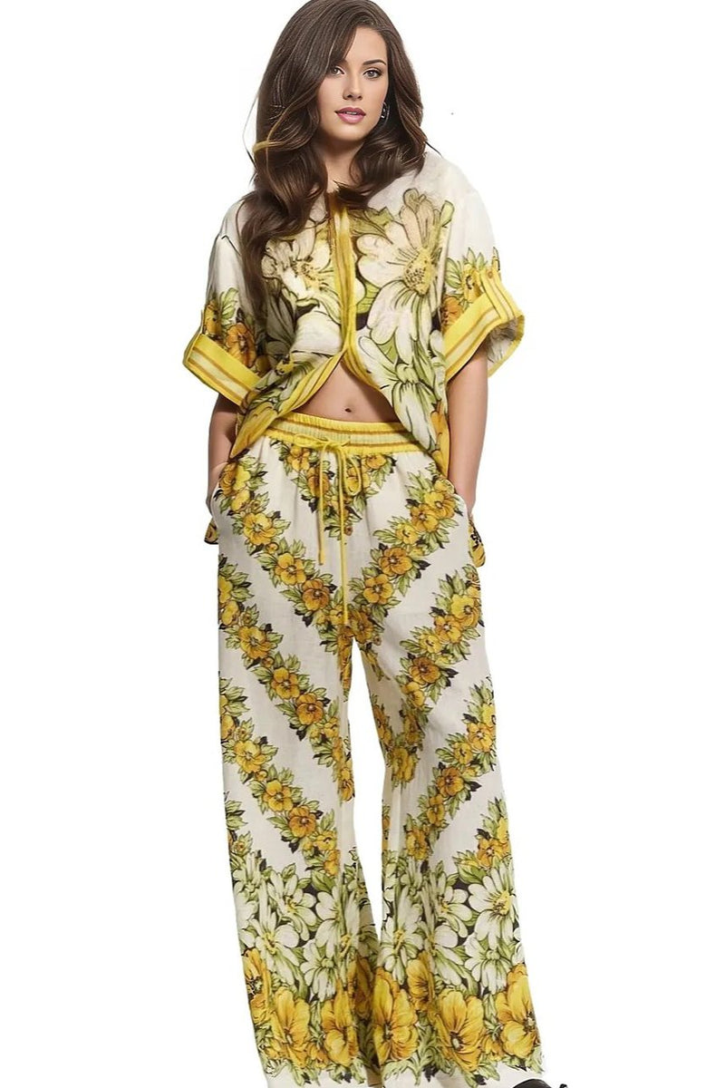 Yellow Printed Top and Pants