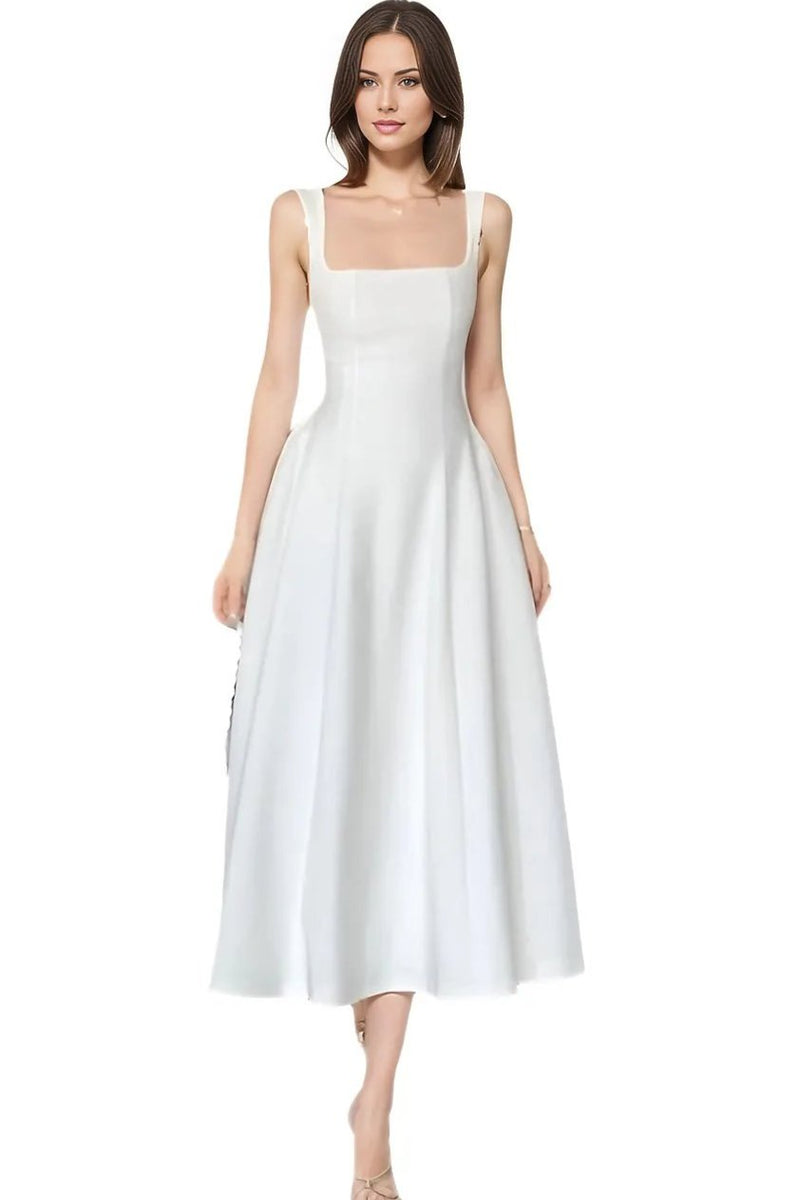 White Crepe Midi Dress