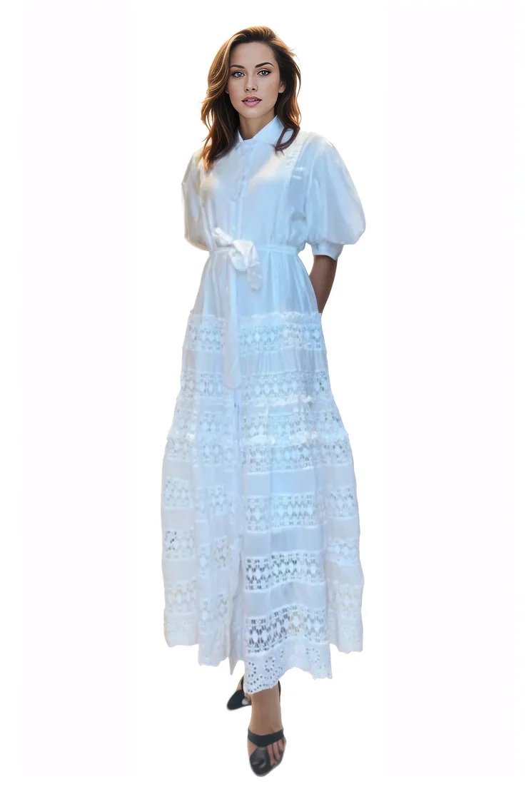 White Crochet Lace Maxi  Dress