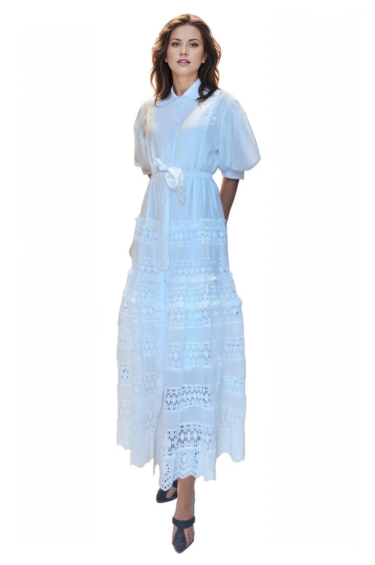 White Crochet Lace Maxi  Dress