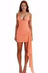 Peach Mesh Mini Dress