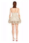 Beige Linen Corset w/ Flower Mini Dress