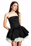 Black Silky Mini Dress W/ White Flowers