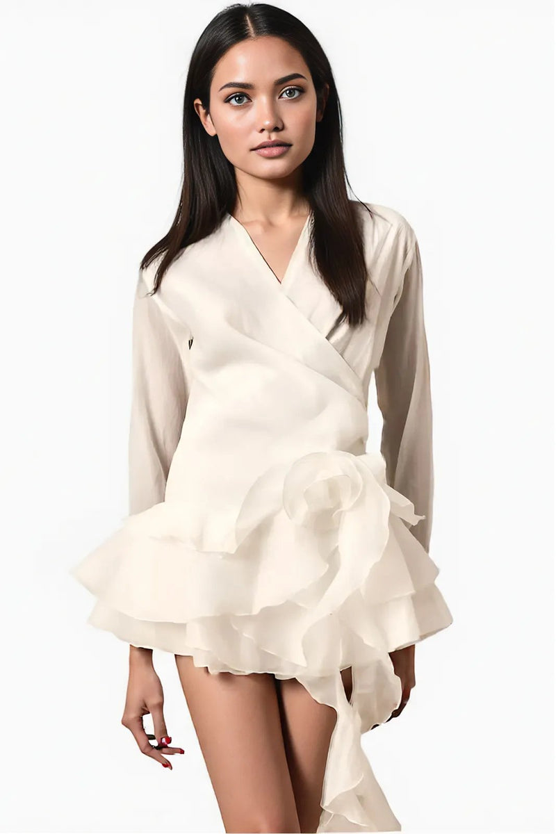 White Chiffon Mini Dress - Elegant & Breezy Style pinksalt White Chiffon Mini Dress - Elegant & Breezy Style pinksalt