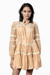 Nude Mini Dress with Embroidered