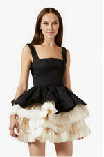 Black Sleeveless Mini Dress with 3D Flowers