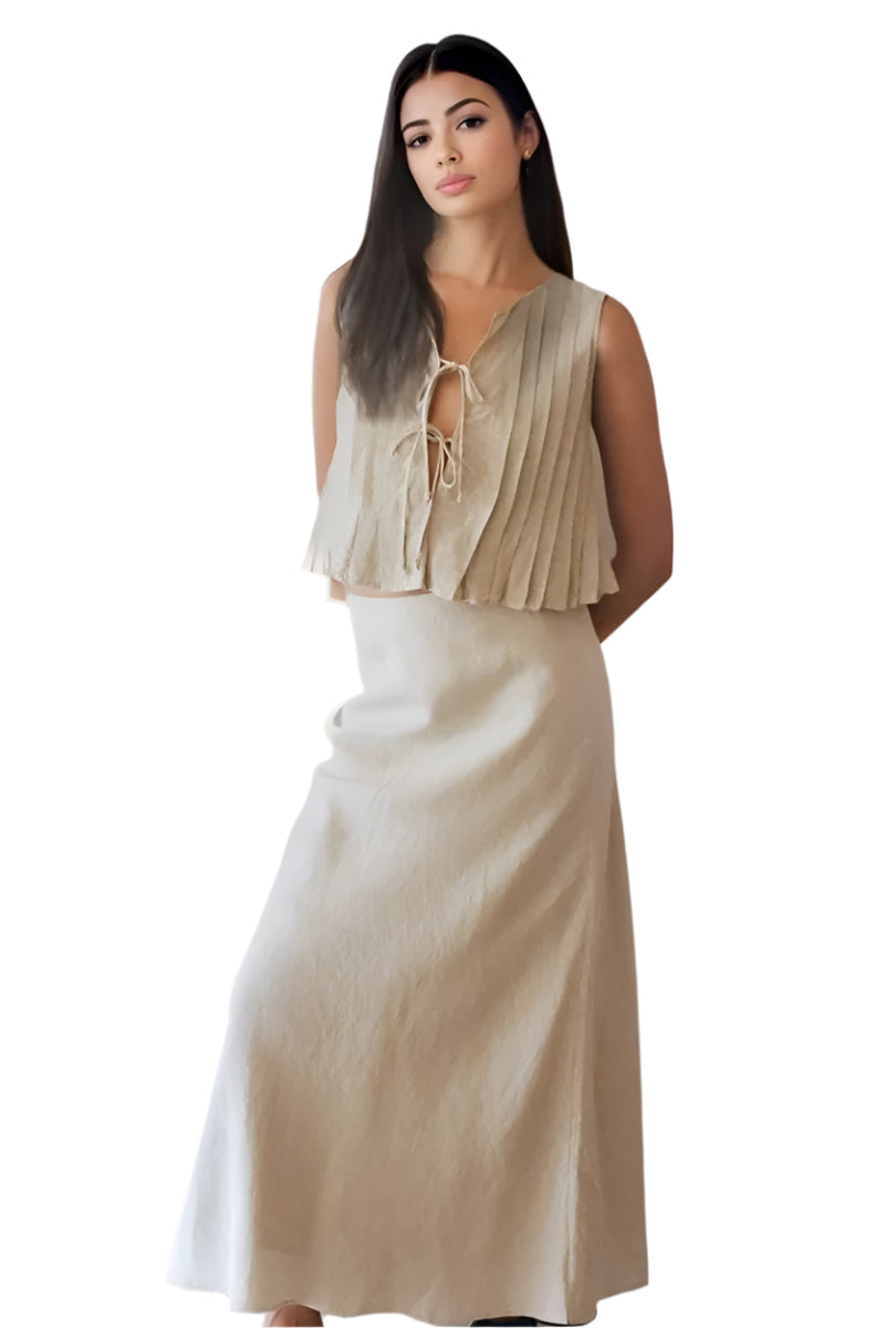 Light Gray Top and Maxi Skirt