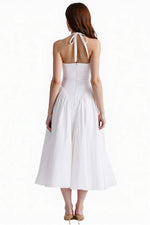 White Halter Midi Dress