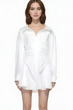 White Mini Dress with Long Sleeves
