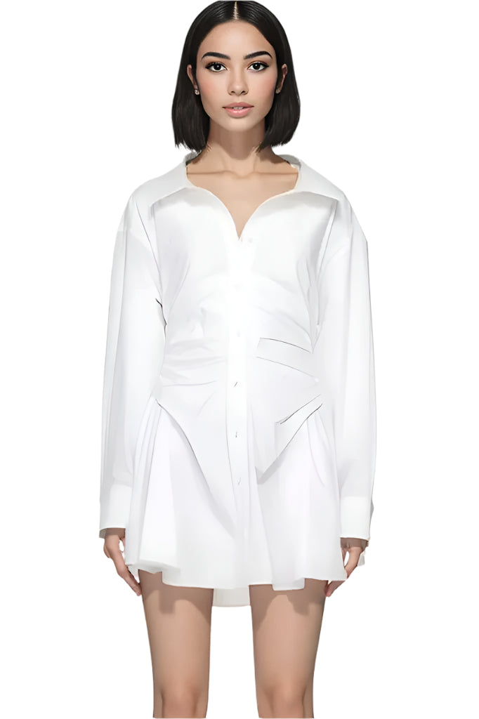 White Mini Dress with Long Sleeves
