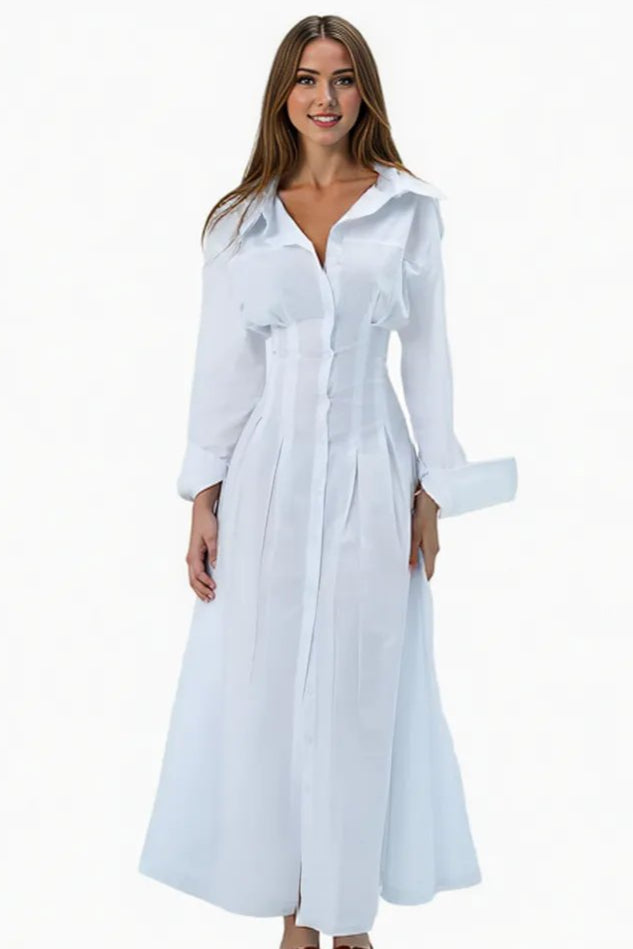 White Long Sleeve Maxi Dress