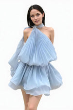 Light Blue Halter Mini Dress