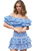 Blue Crop Top and Skirt Set