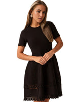 Black Knit A-Line Mini Dress