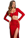 Red Crop Top and Long Skirt