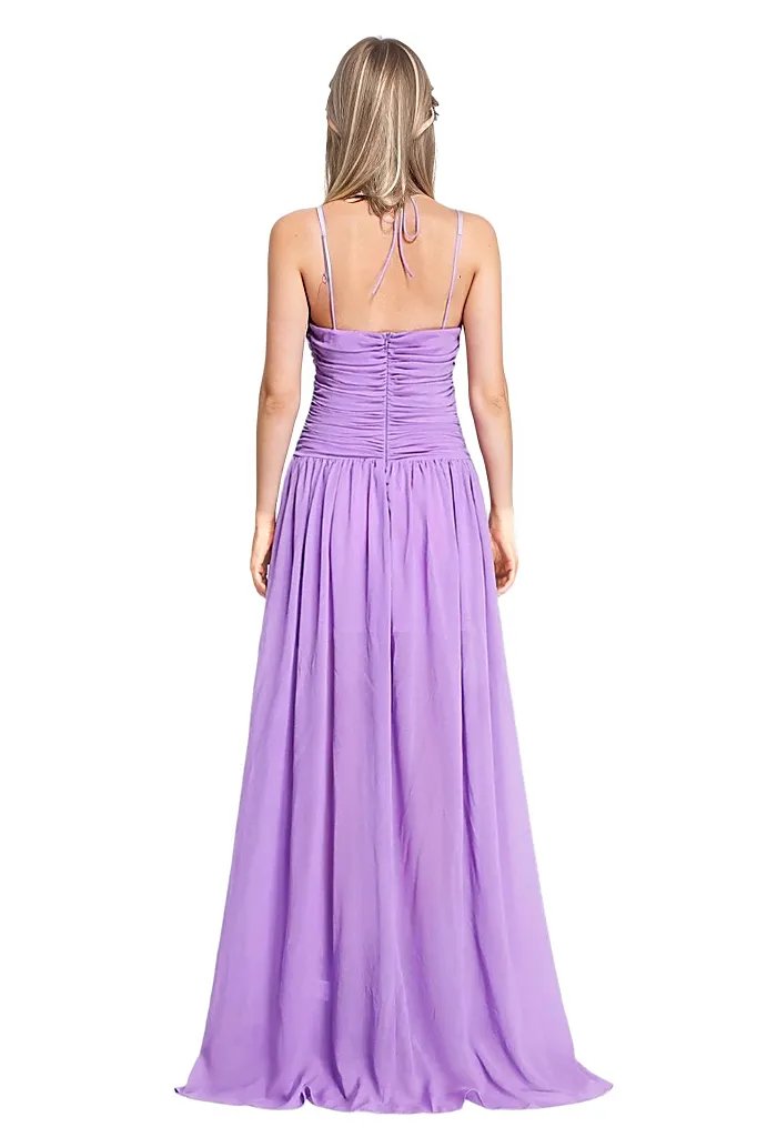 Purple Maxi Dress With Cut Out