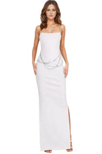 White Bandage Maxi Dress with Chain