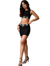 Black Bandage Crop Top and Skirt