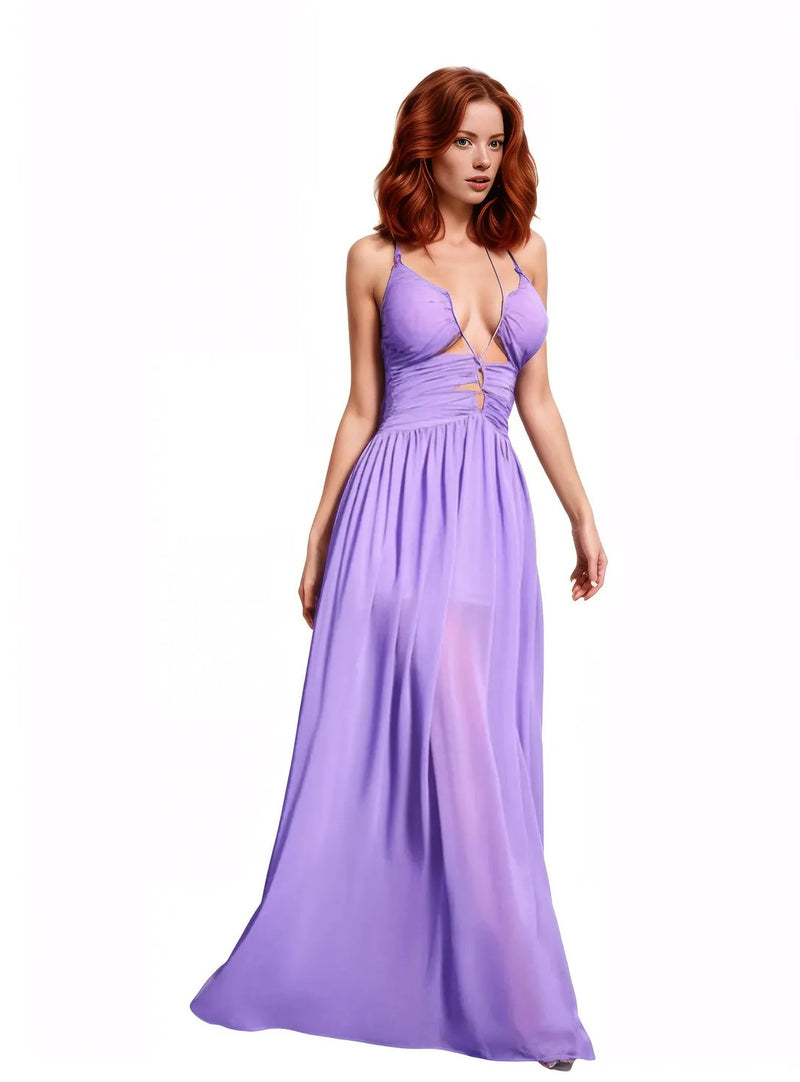 Purple Maxi Dress With Cut Out