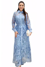 Powder Blue Rochet Lace Maxi