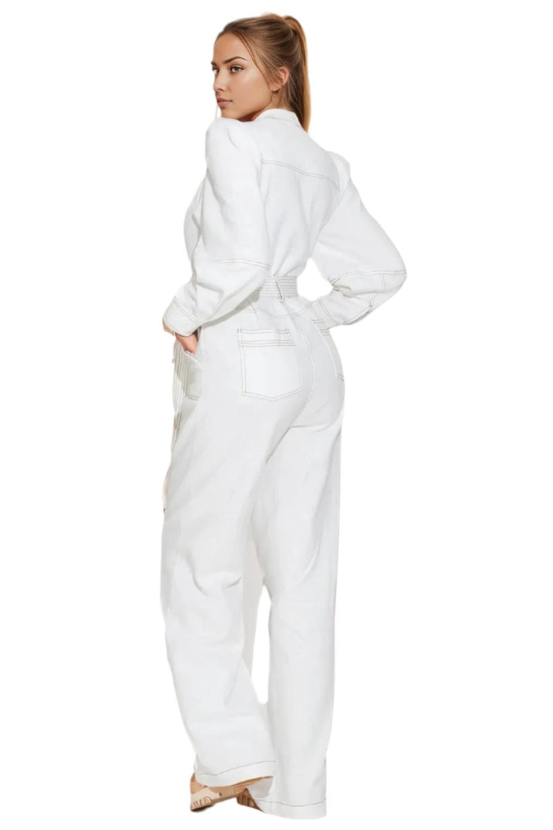 White Denim Jumpsuit