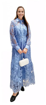 Powder Blue Rochet Lace Maxi