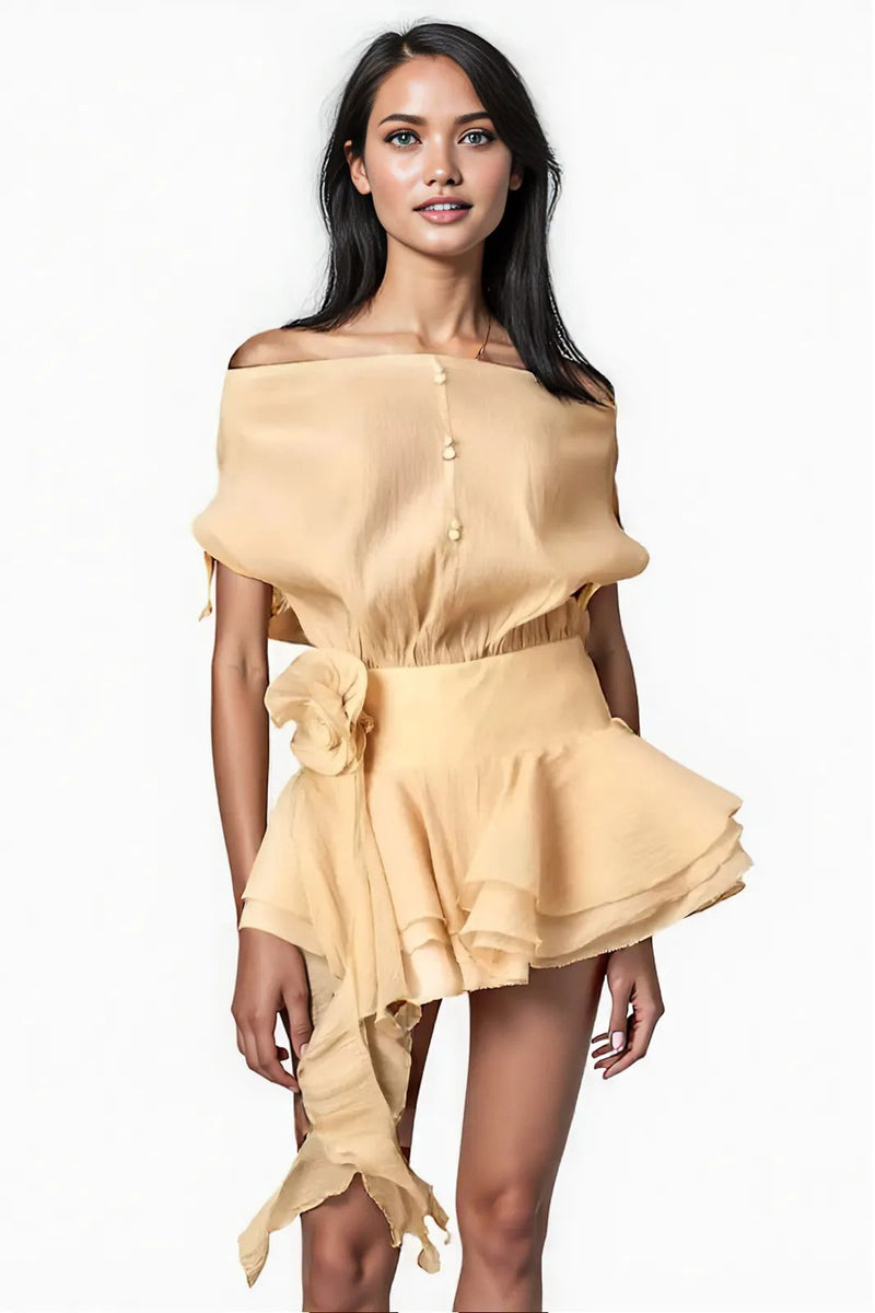 Nude Off Shoulder Top and Short