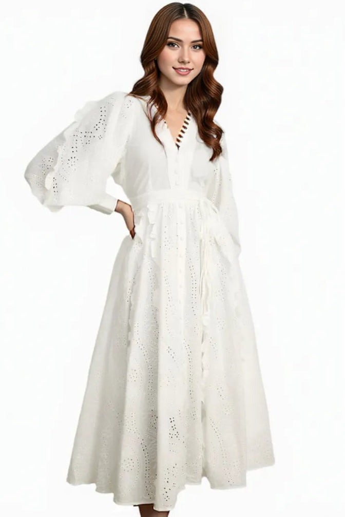 White Crochet Maxi Dress